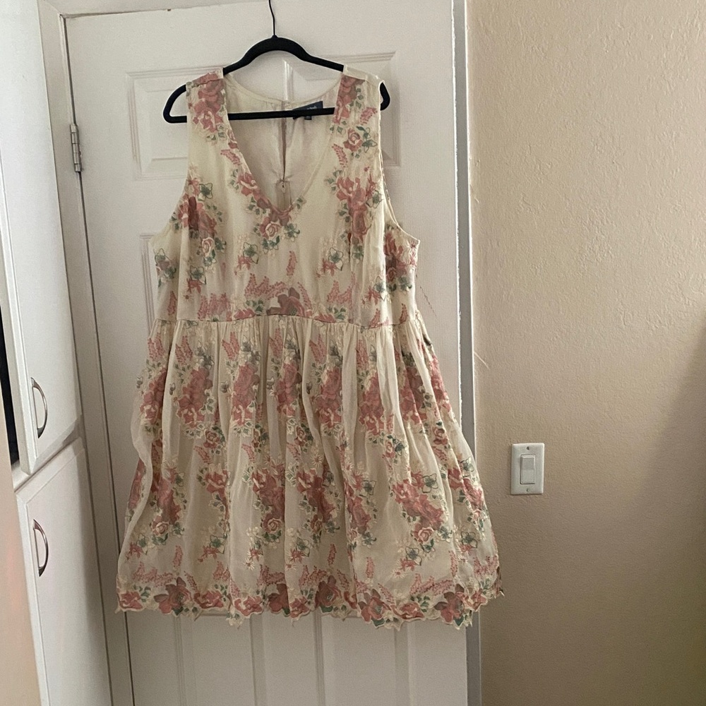Modcloth Cream and Pink Floral Dress